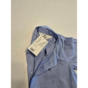 NWT H&M Boys Button-Up Shirt‎ Embroidered Logo Long Sleeve Blue Size 4/5Y